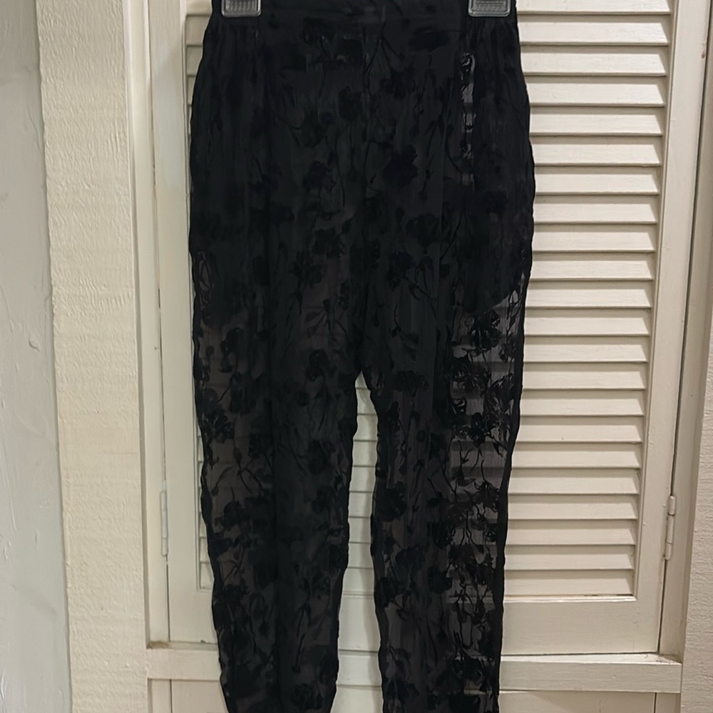 Vintage Black See Through Burn out Pants S/M